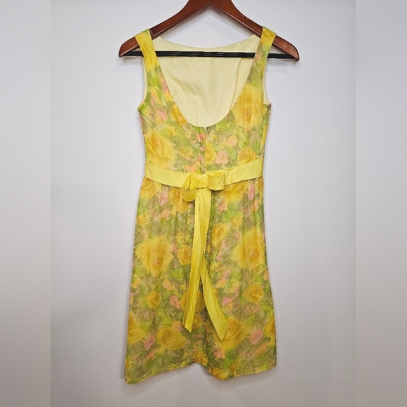 VTG | Delightful 1960s Spring Garden Floral Print Chiffon Mini Dress - Picture 4 of 4